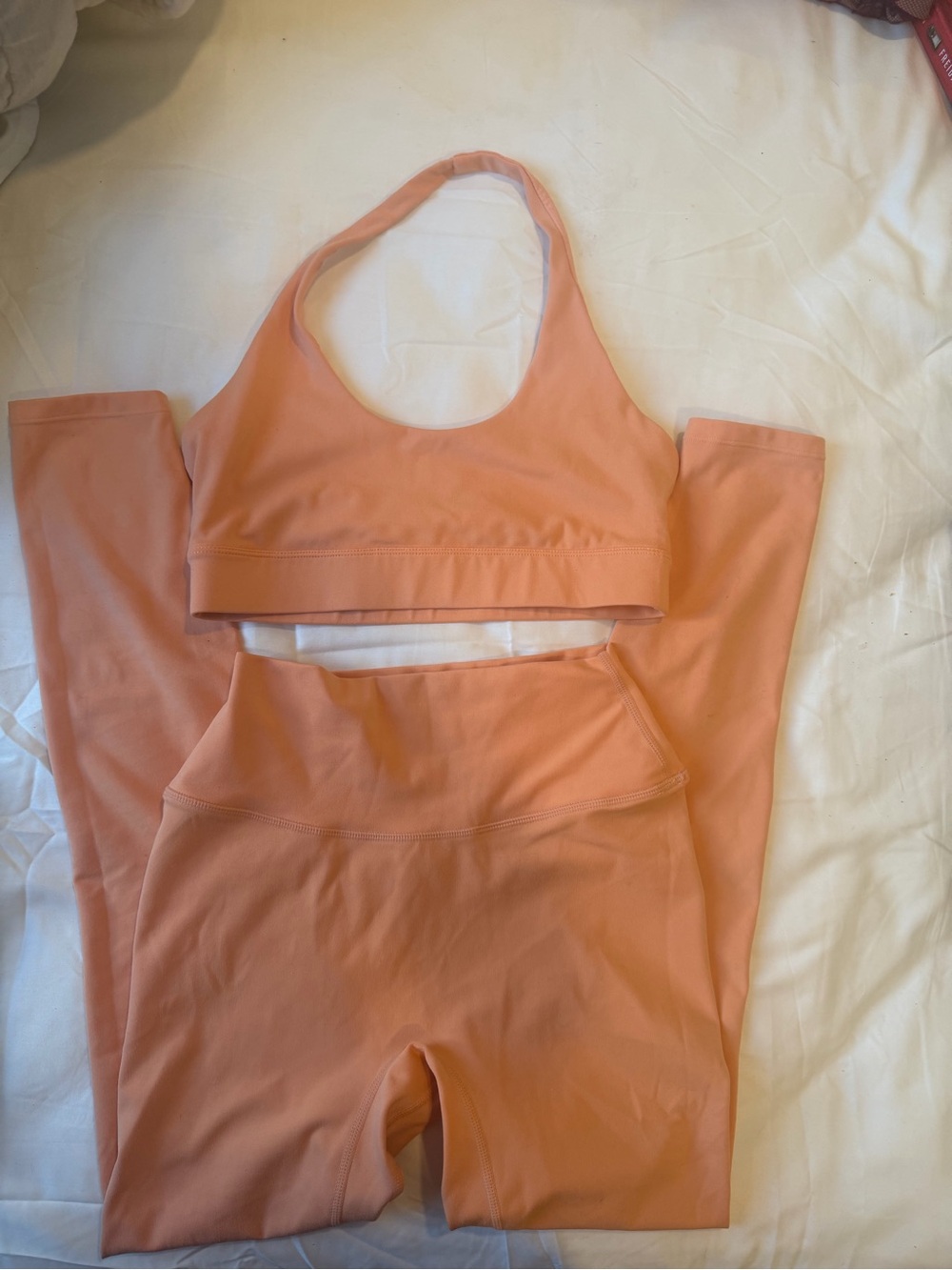 CSB Peach Active Set - Racerback Sports Bra and High-Waist Leggings